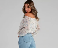 Flower Bundles Chiffon Blouse