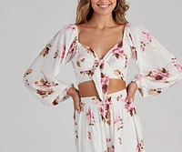 Too Sweet Tie-Front Floral Top