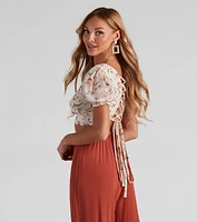 Effortless Floral Chiffon Crop Top