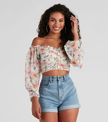 Floral Story Chiffon Corset Top