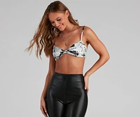 Making Headlines Satin Bralette Top