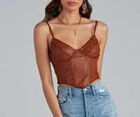 Cowgirl Chic Faux Leather Bustier