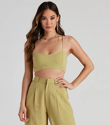 On The Move Linen Crop Top