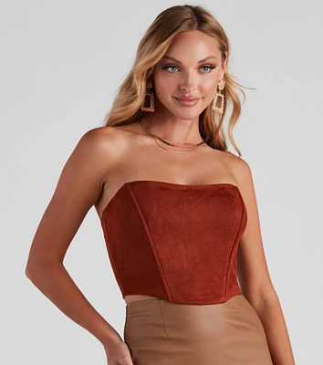Honey, I'm Home Faux Suede Bustier