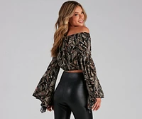 Boho Bell Paisley Off-The-Shoulder Top