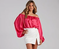 Luxe Satin Off The Shoulder Top