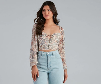 Springtime Paisley Chiffon Crop Top