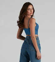 Girl Next Door Cropped Denim Corset