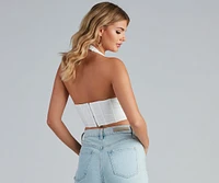 Lovin' It Lattice Linen Halter Top