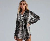 Slithering Good Satin Button-Up Tunic