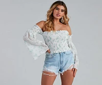 Radar On Florals Smocked Crop Top