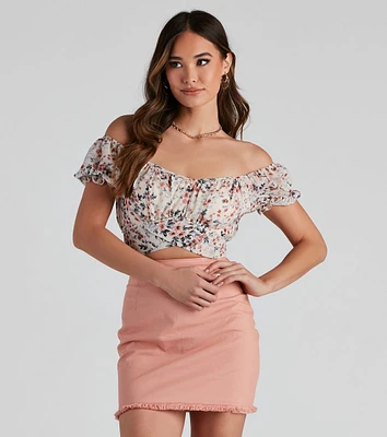 Floral Blooms Chiffon Tie-Back Top