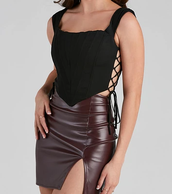 Lace Me Up Draped Bustier Top