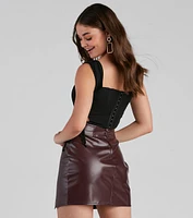 Lace Me Up Draped Bustier Top