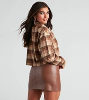 Good To Be Plaid Woven Crop Top