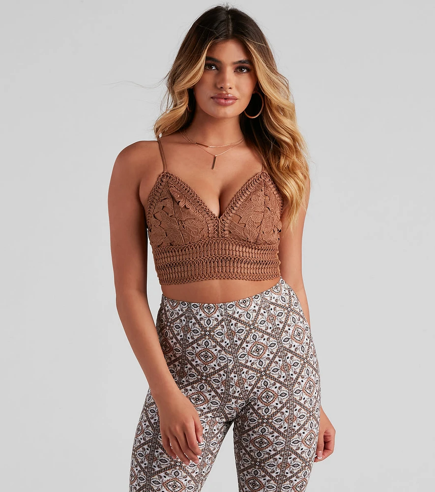 Boho Bliss Crochet Lace Crop Top