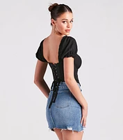 Sweet And Sassy Lace-Up Corset Top