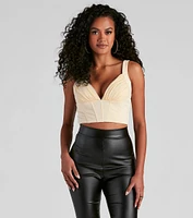 Front Row V-Neck Ponte Corset Top