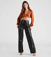 Dreamy Date Vibes Satin Cropped Blouse