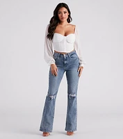 Breezy Chiffon Cropped Corset Blouse