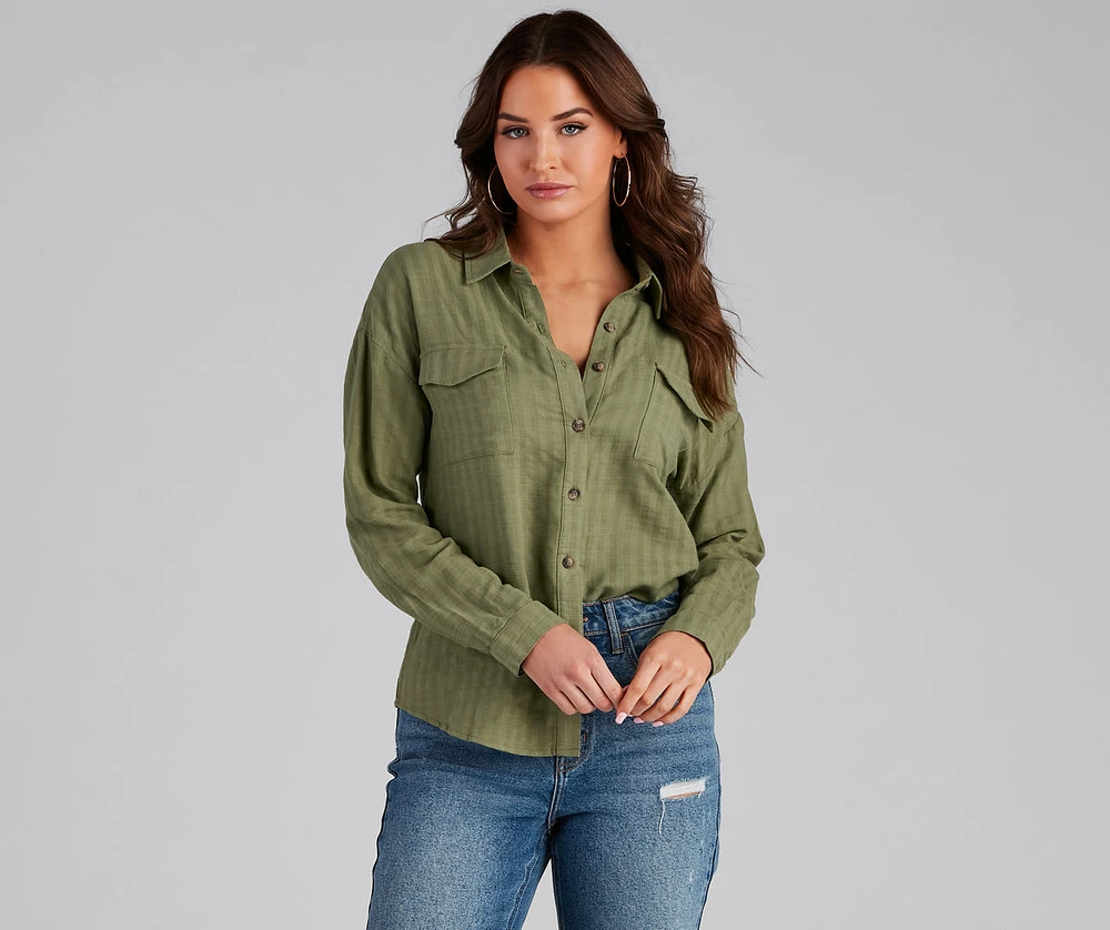 Beach Side Button-Front Linen Shirt