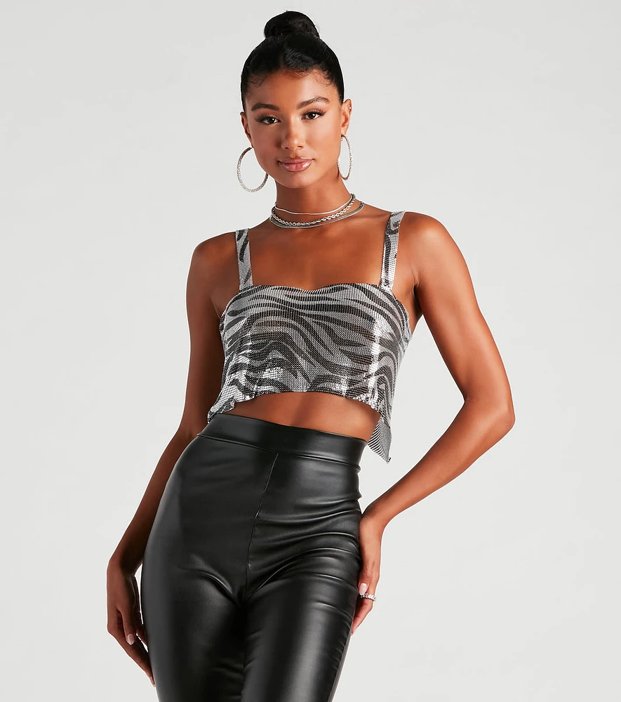 Wild Side Zebra Print Chainmail Top