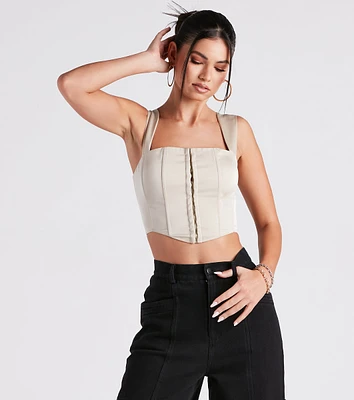 Meant To Be Satin Lace Up Corset Top