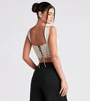 Meant To Be Satin Lace Up Corset Top