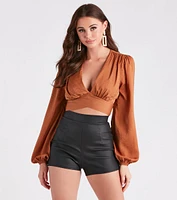 Sun Goes Down Satin Tie Back Crop Top