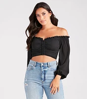 Flirty Attraction Chiffon Corset Crop Top