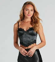 Double Take Worthy Satin Applique Corset Top