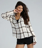 Days Plaid Button Down Shirt Top