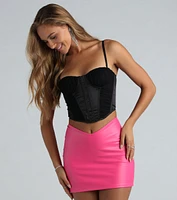 Fancy Me Satin Mesh Ruche Bustier