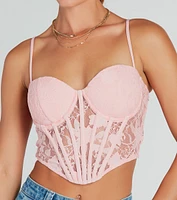 Sultry Details Sheer Floral Lace Corset Top