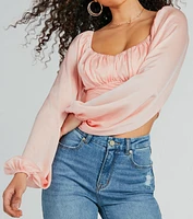 Sweet And Flirty Satin Crop Top