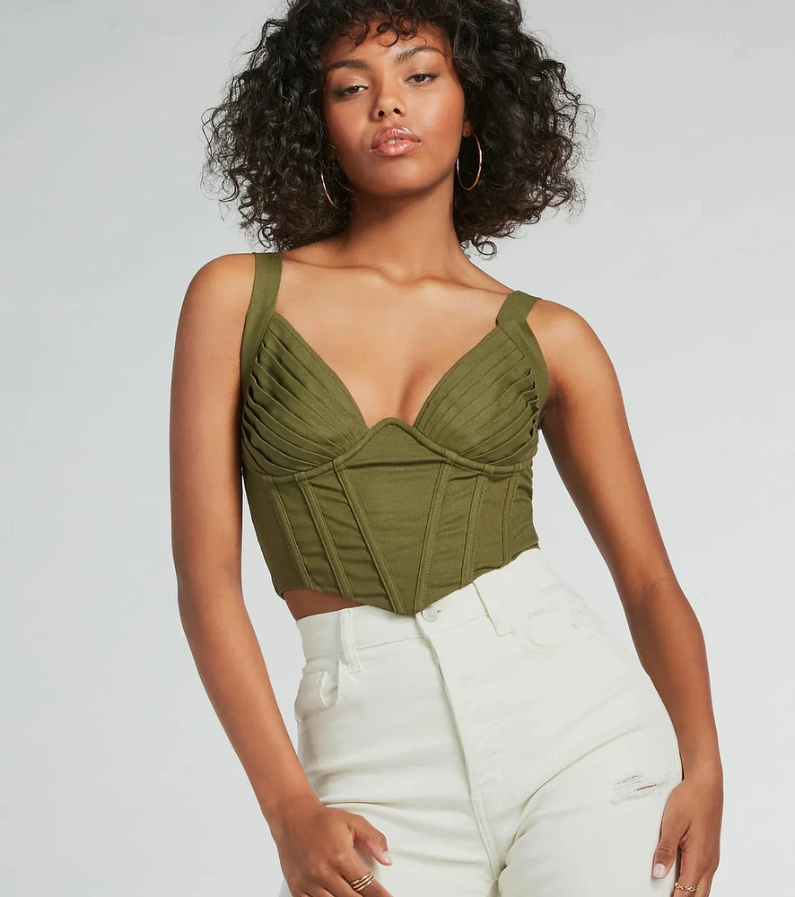 Everyday Allure Plunging Linen Corset Top