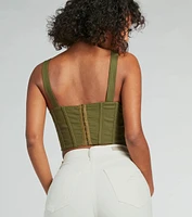 Everyday Allure Plunging Linen Corset Top