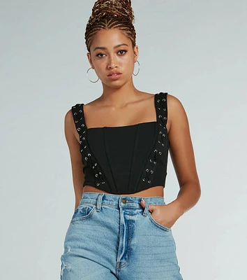 Sultry Stunner Lace-Up Detail Corset Top