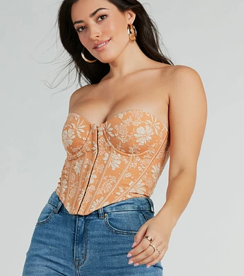 Sultry Hour Strapless Jacquard Bustier