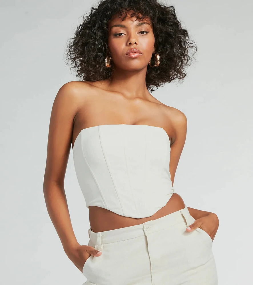 What A Girl Wants Strapless Linen Bustier