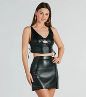 Saucy Snake Lace-Up Crop Top