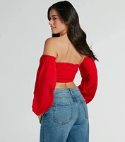 Alluring Daydream Off-The-Shoulder Crop Top