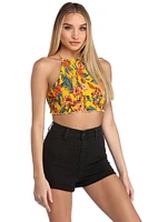 Tropical Tiki Smocked Halter Top