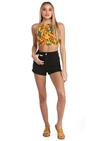 Tropical Tiki Smocked Halter Top