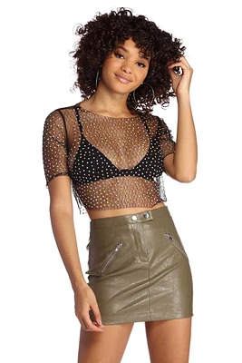 Meshing You Heat Stone Crop Top