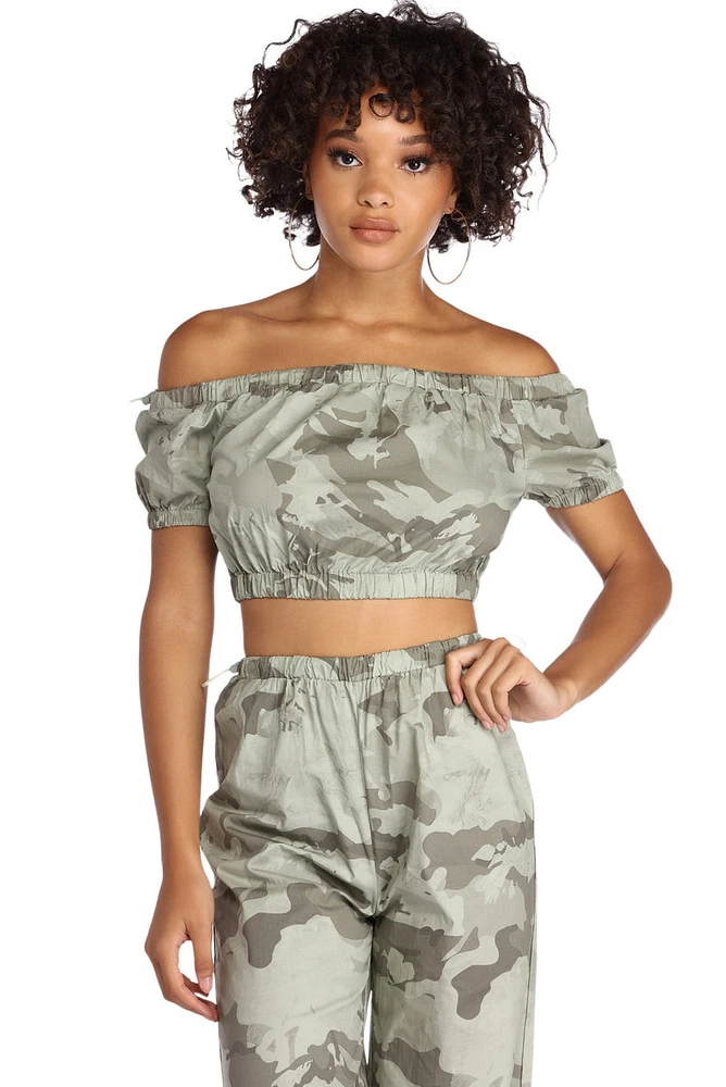 At Ease Camo Crop Top