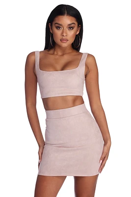 Slay All Day Faux Suede Crop Top