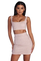 Slay All Day Faux Suede Crop Top