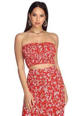 On Vacay Floral Smocked Tube Top