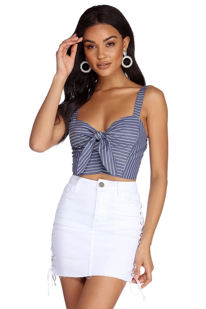 Tied Pinstripes Crop Top